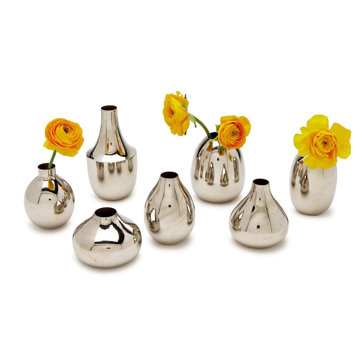 Gold-Plated Nickel Vases, Set of 7