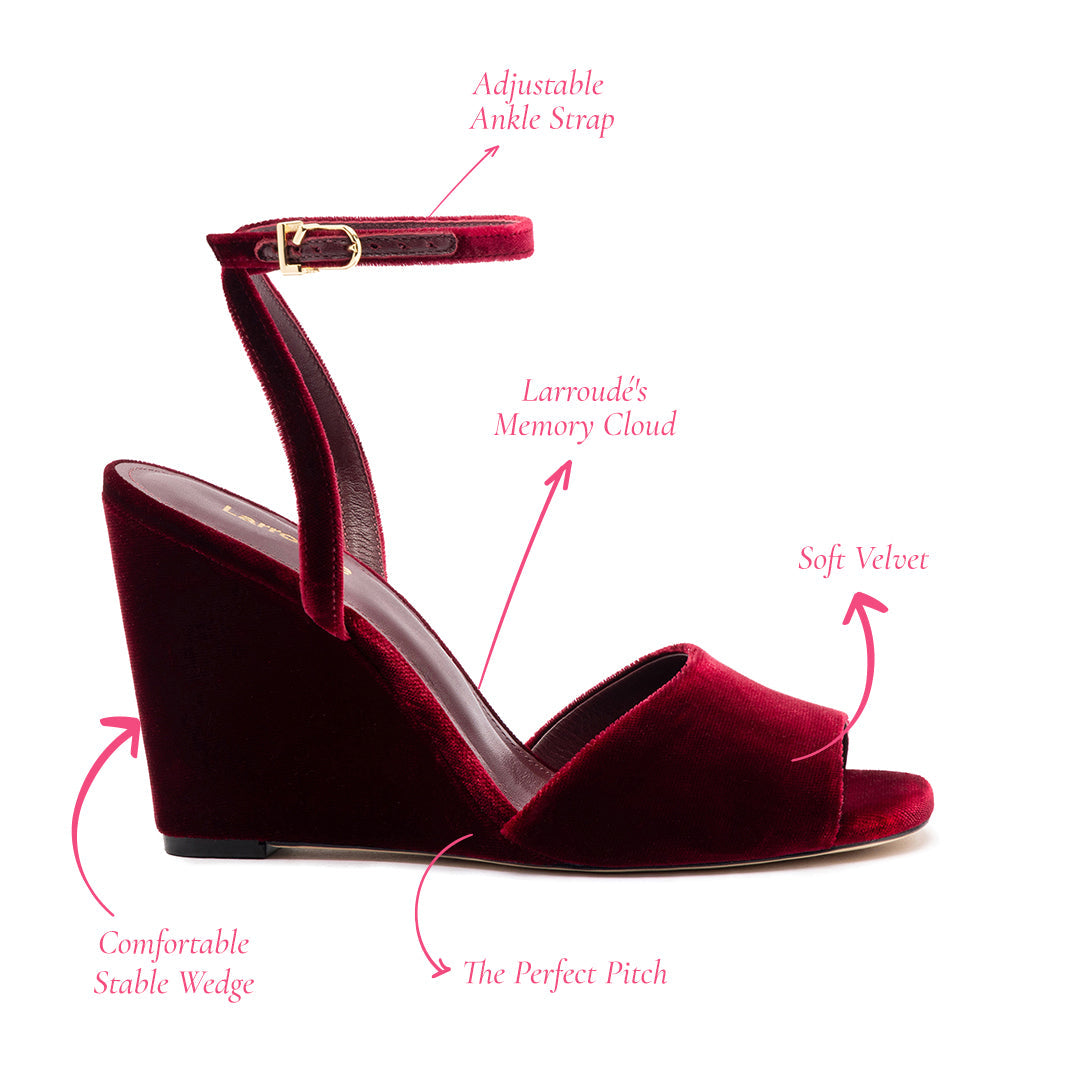 Yves Wedge In Wine Velvet