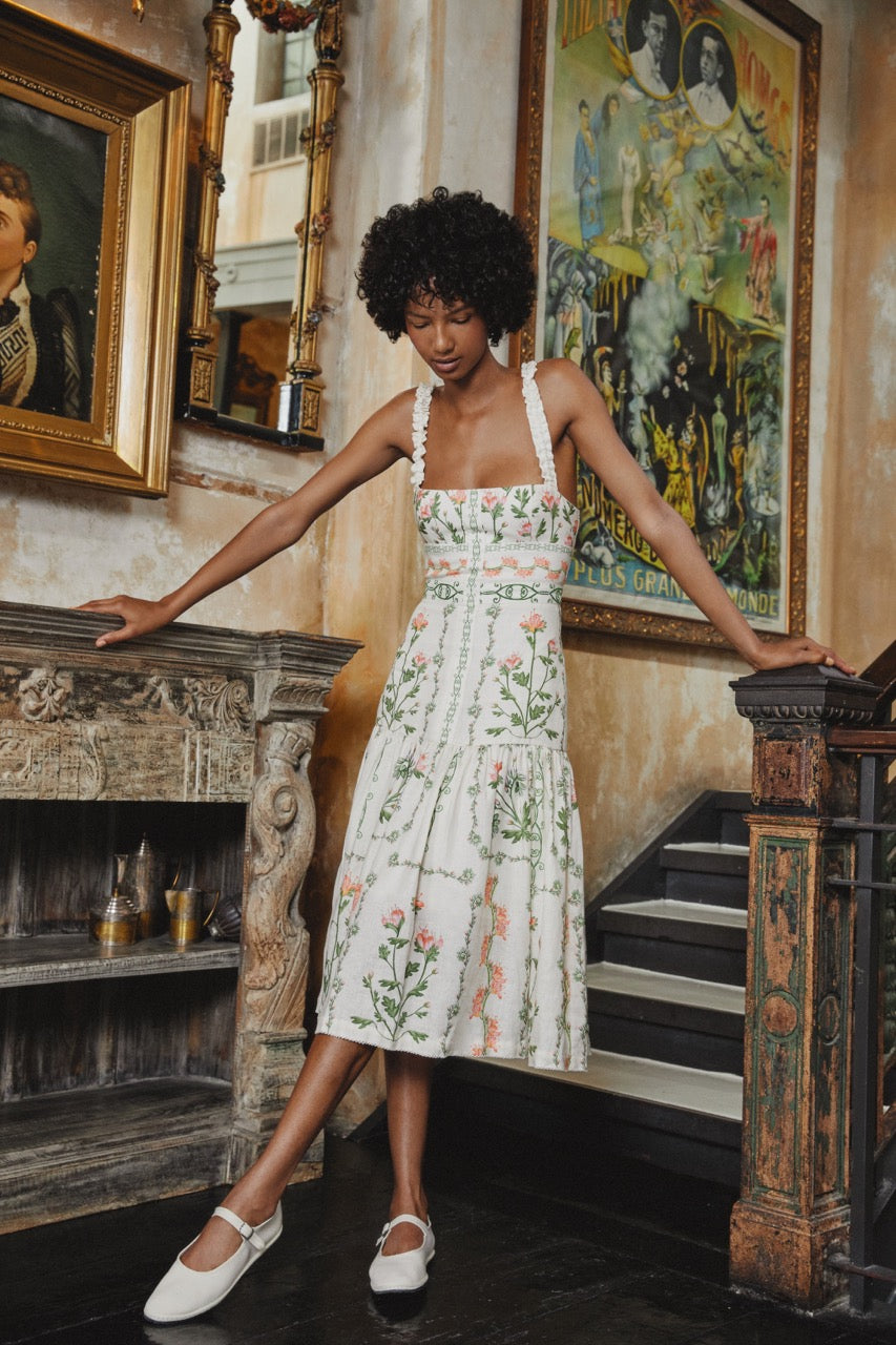 Nispero Oasis Linen Midi Dress