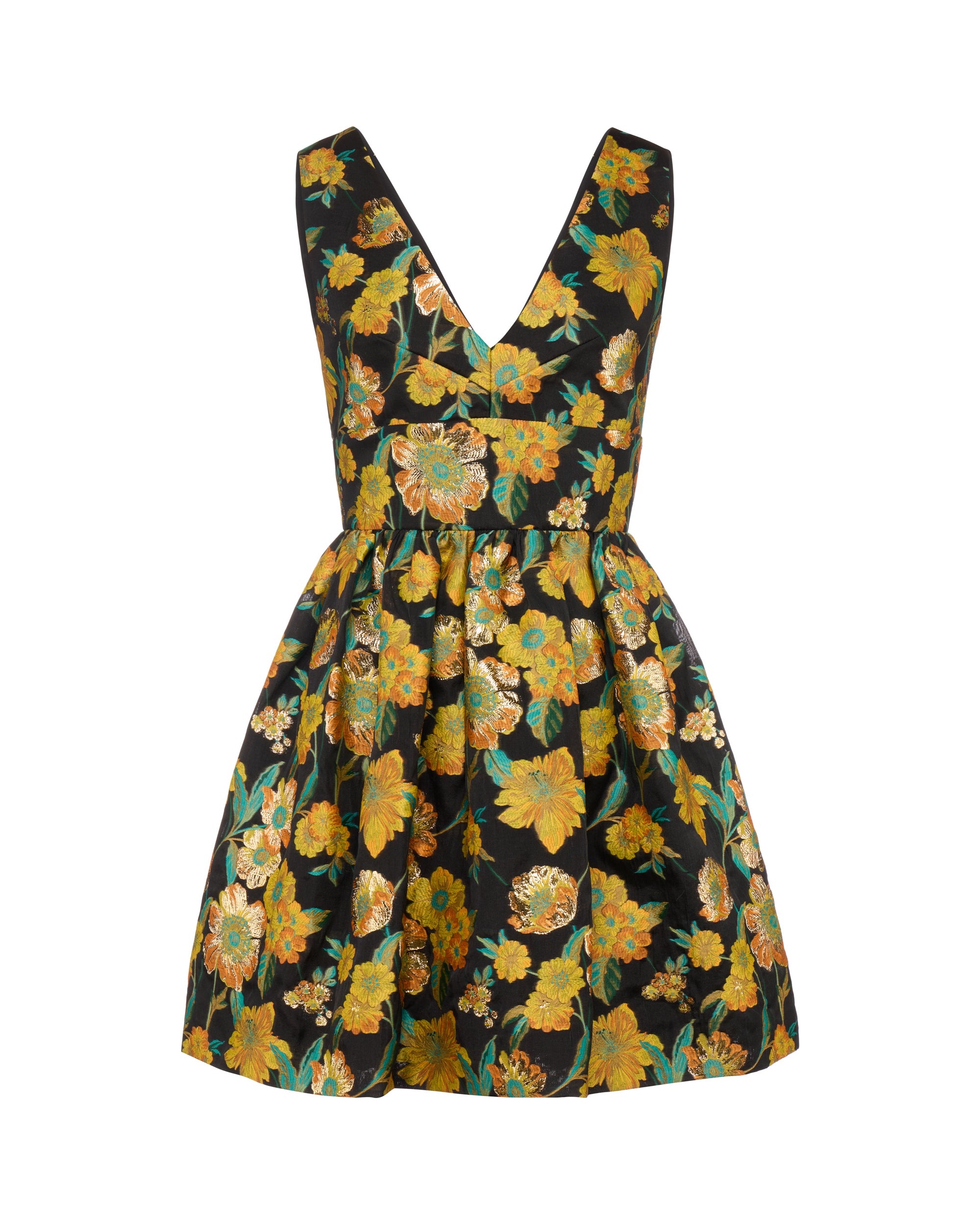 Celia Dress in Metallic Citrine Brocade