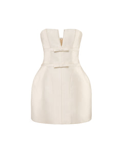 Ottilie Dress in Ivory Silk Wool