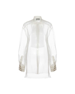 Gigi Tuxedo Shirt in White Organza