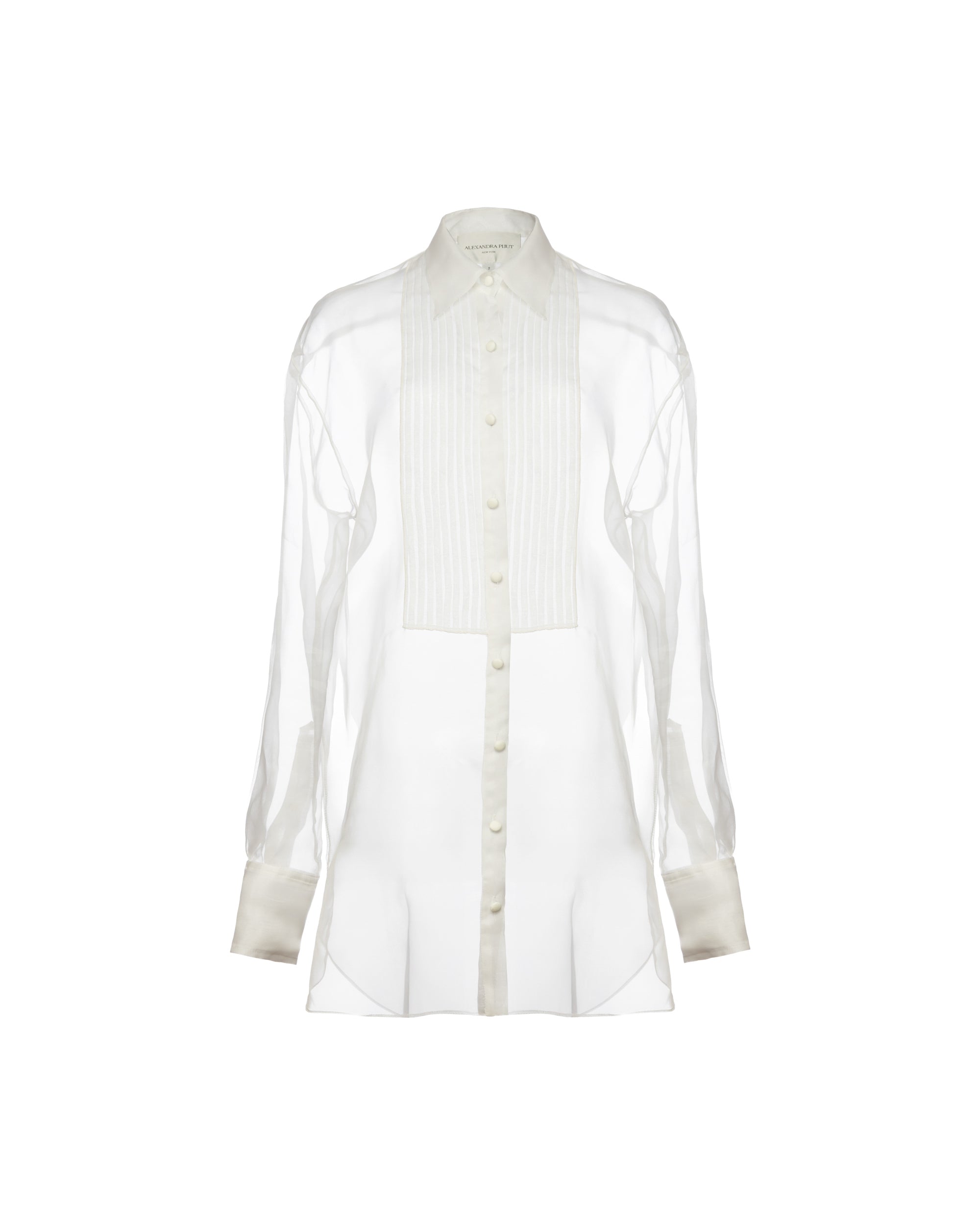 Gigi Tuxedo Shirt in White Organza