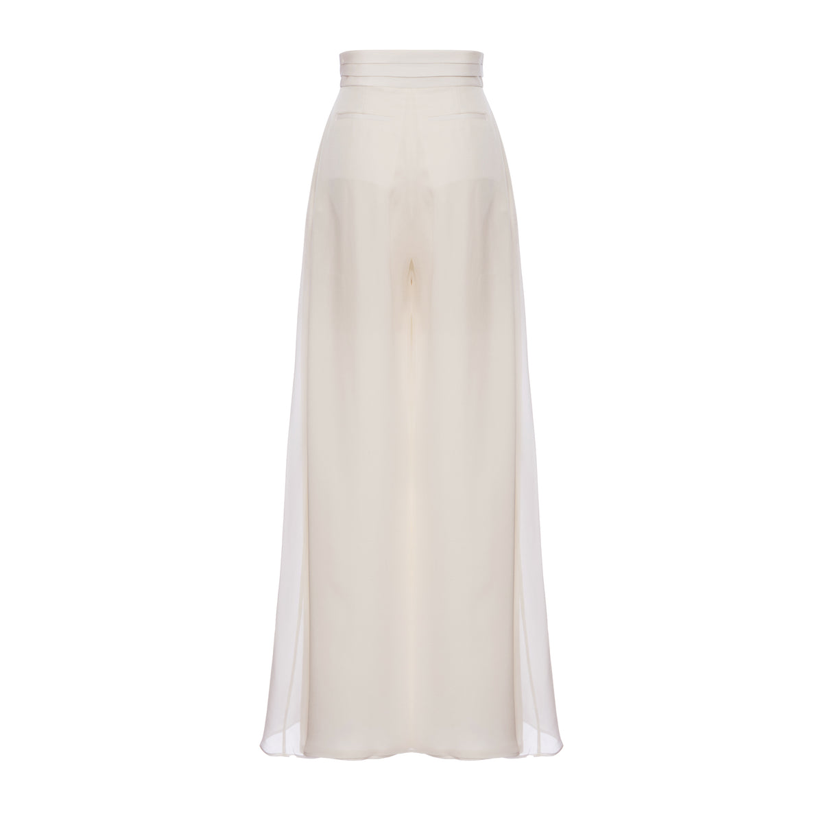 Felix Trouser in Ivory Silk Crepe with Chiffon Overlay