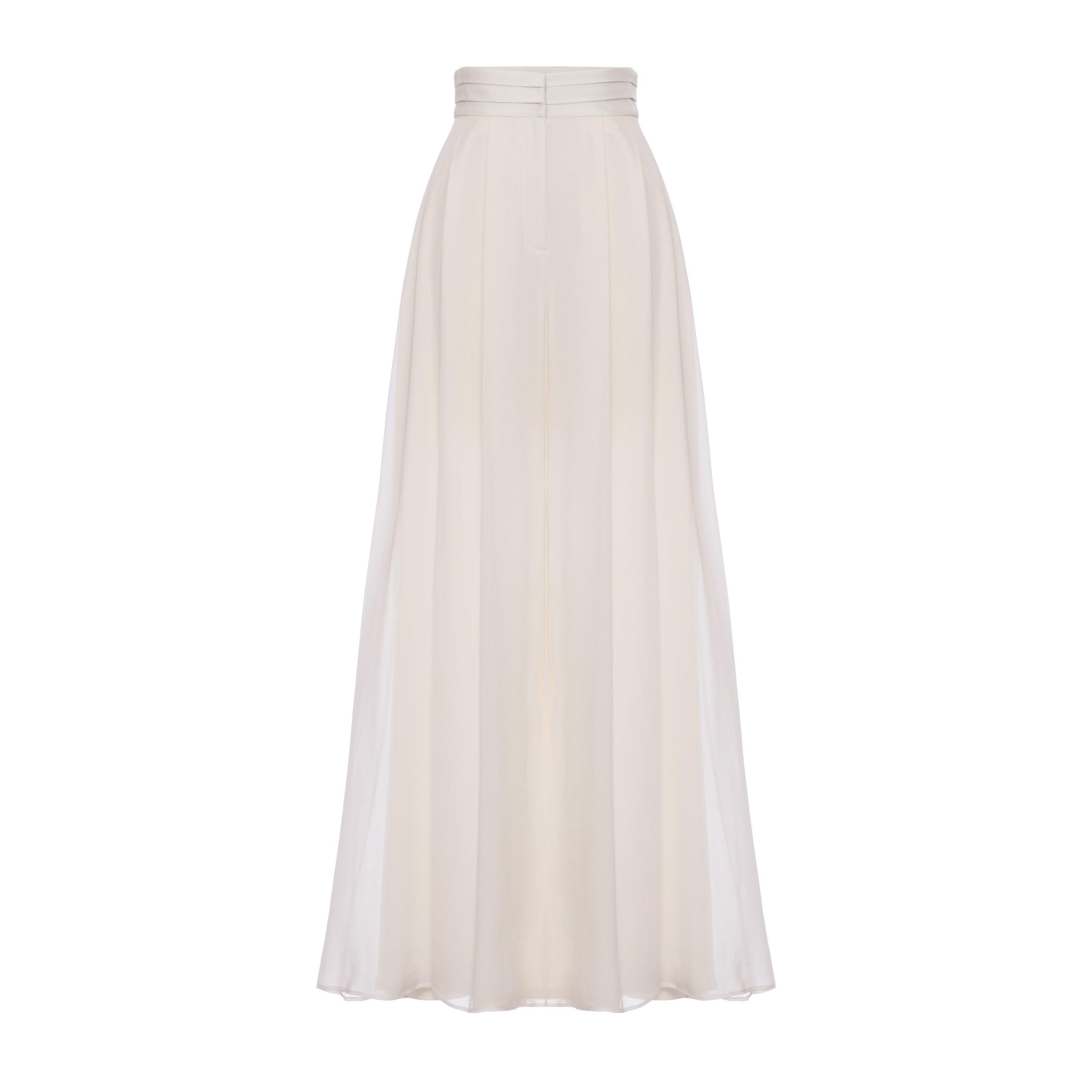 Felix Trouser in Ivory Silk Crepe with Chiffon Overlay