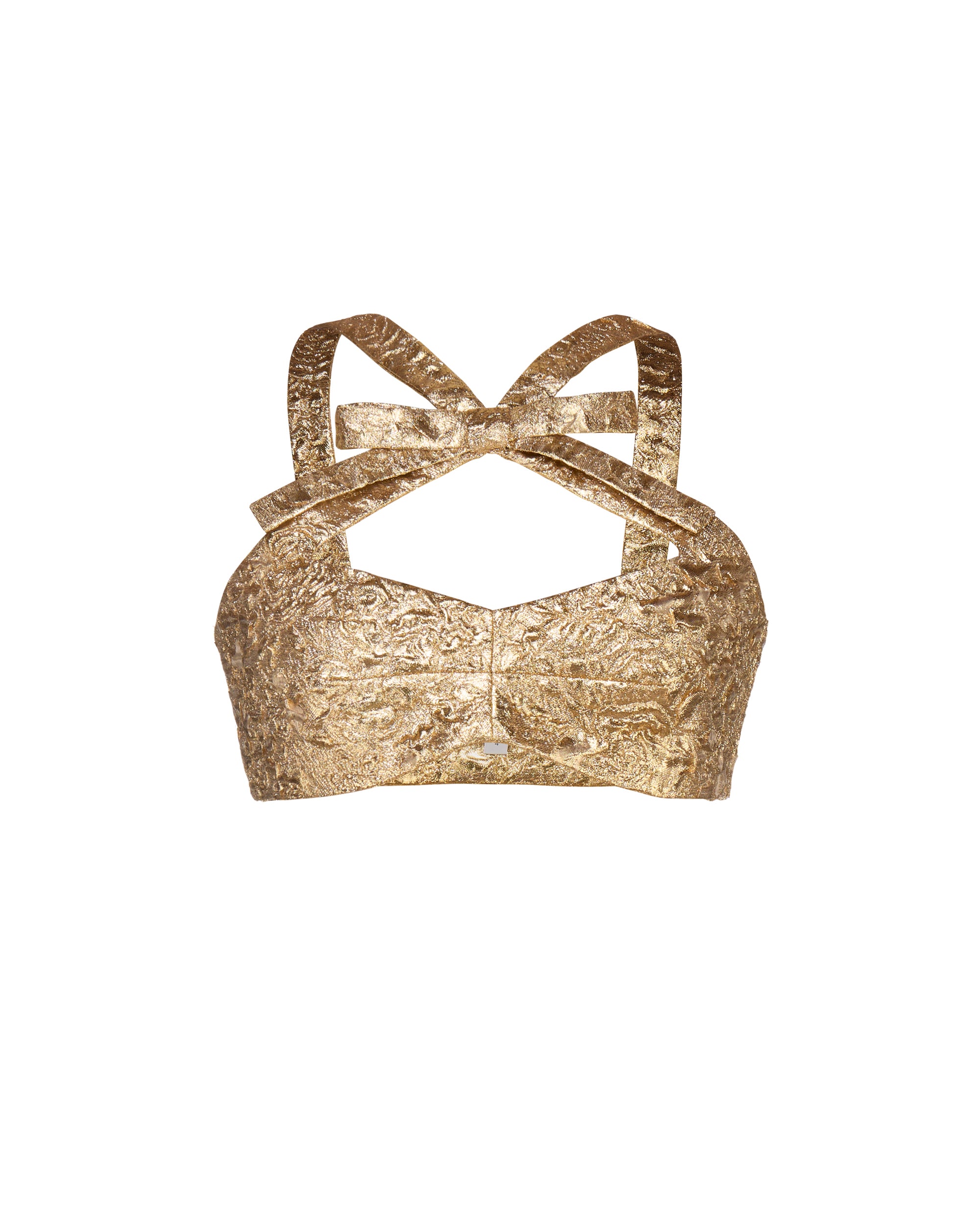 Olivia Bow Top in Gold Brocade