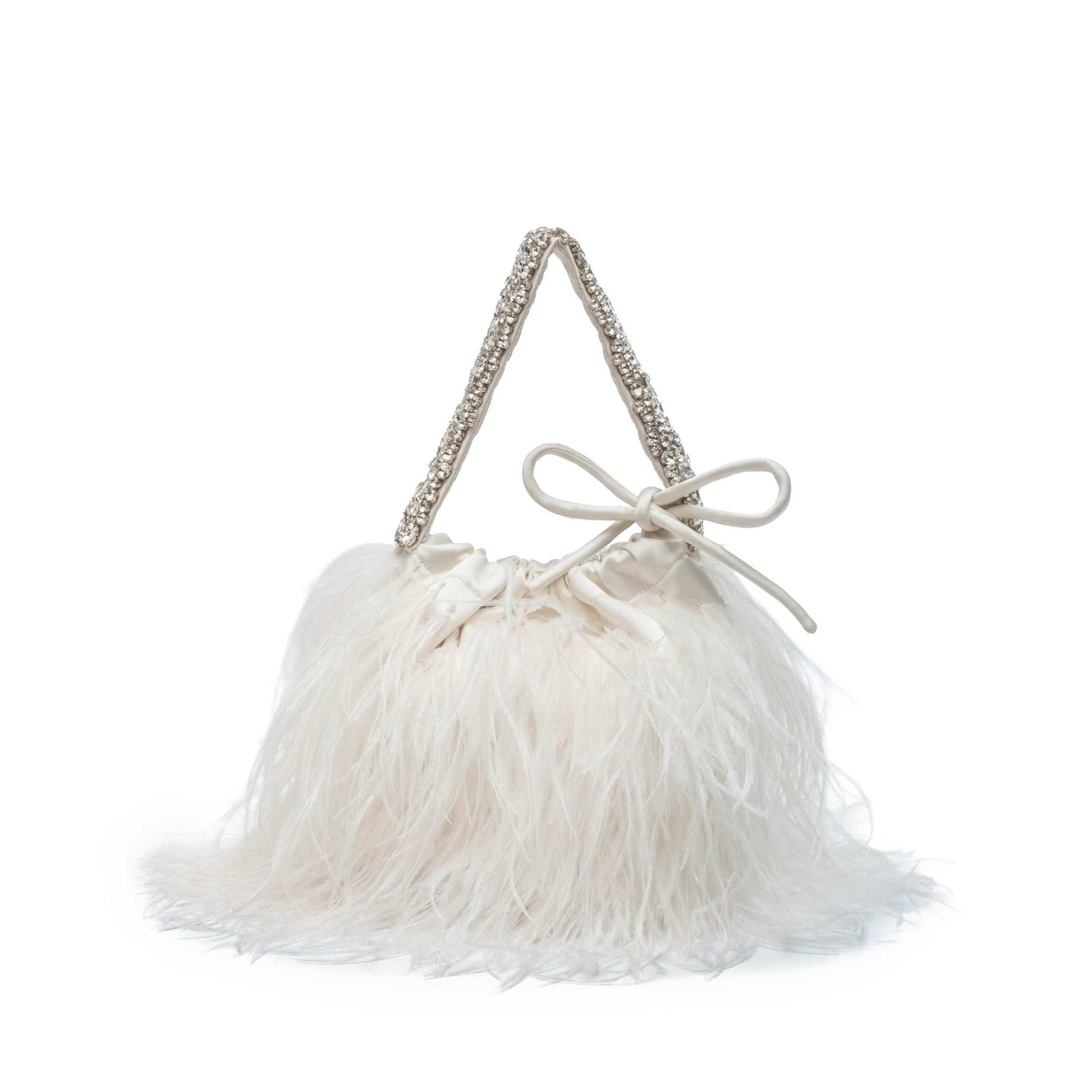 Piper Bucket Bag in Ivory with Feather Embellishment