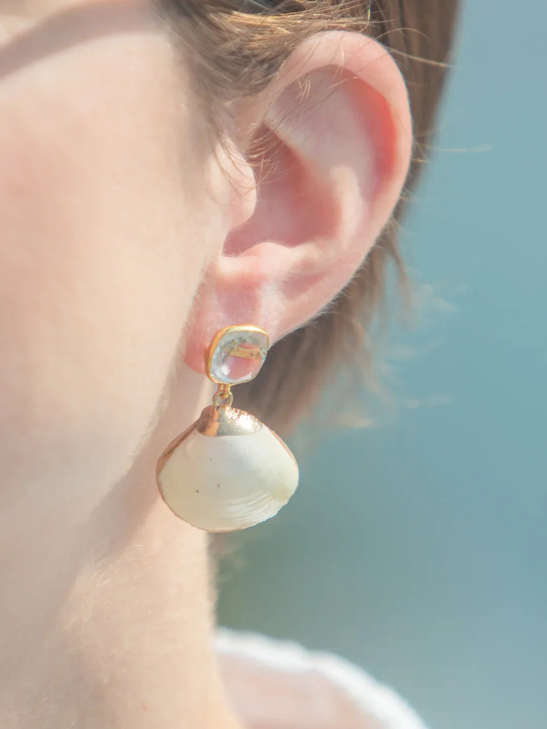 Aqua Earrings in White