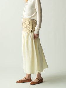 Mekas Knit Combo Drop Waist Skirt Skirt Lingua Franca Ivory XS 