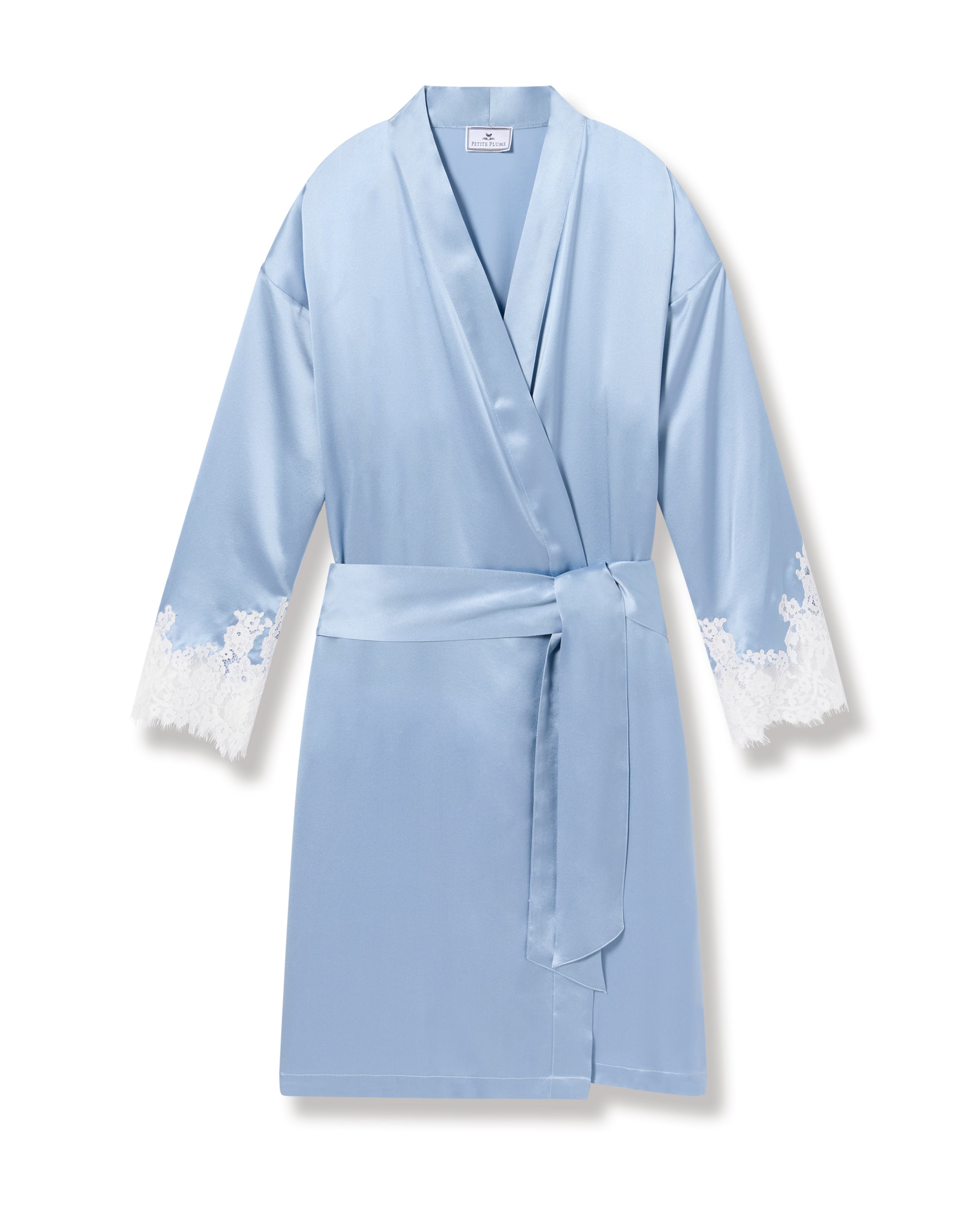 Women’s Silk Lace Robe in Periwinkle