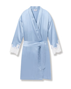 Women’s Silk Lace Robe in Periwinkle