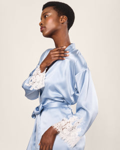 Women’s Silk Lace Robe in Periwinkle