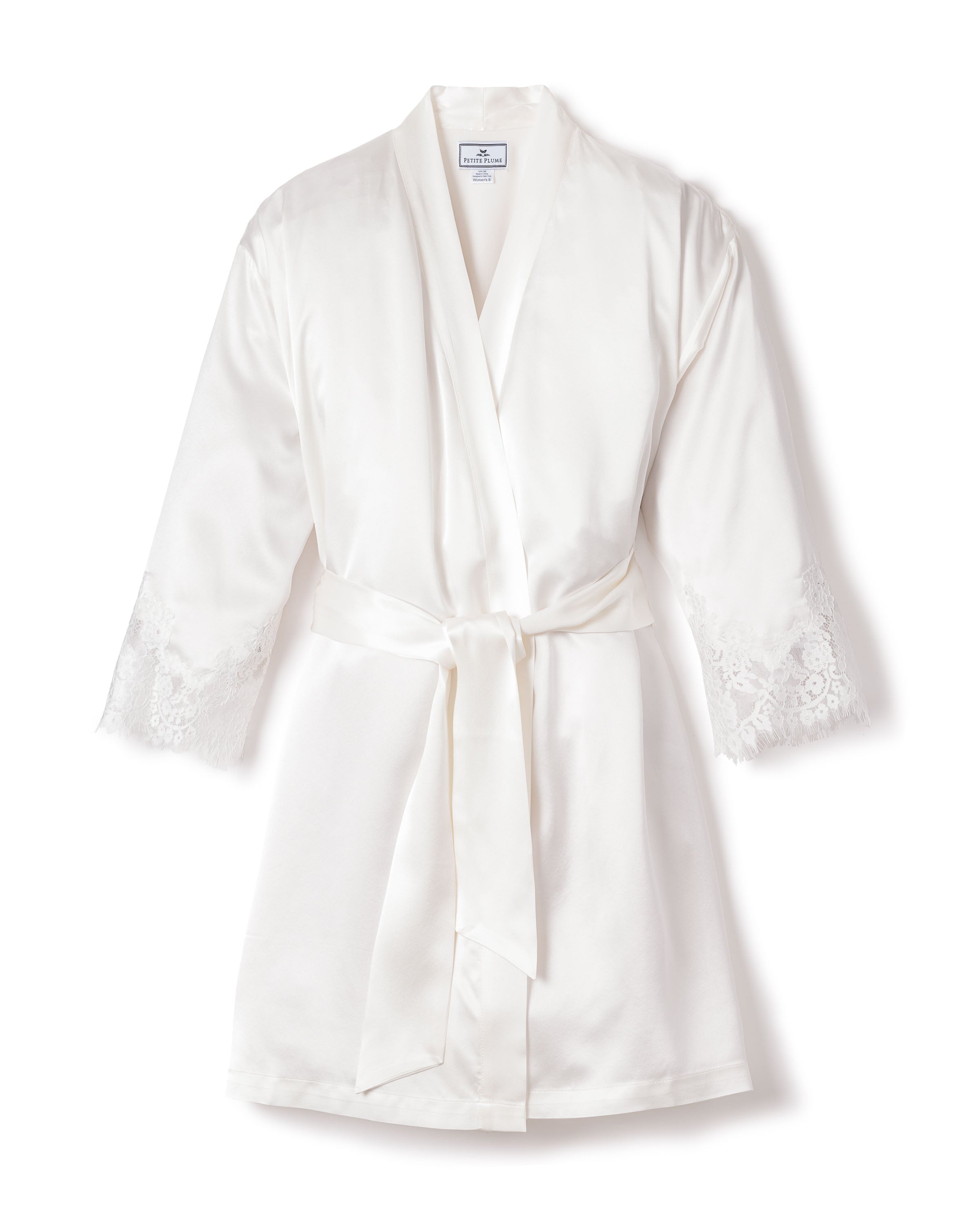 Women’s Silk Lace Robe in White