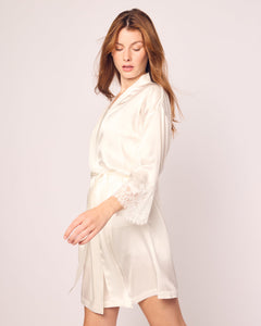 Women’s Silk Lace Robe in White