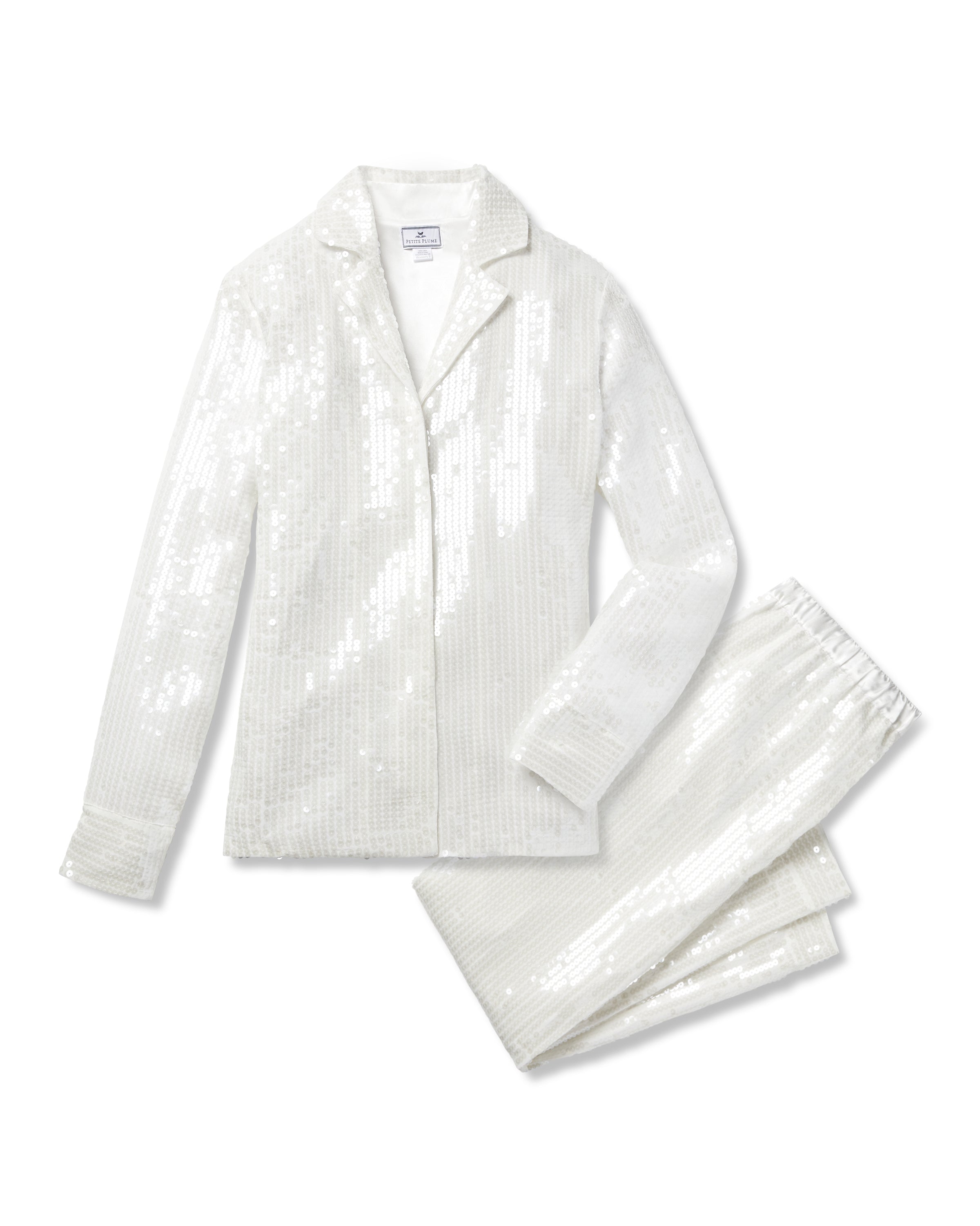 Women’s Sequin Pajama Set in White