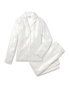 Women’s Sequin Pajama Set in White