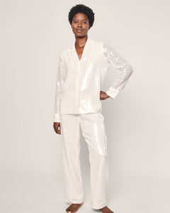 Women’s Sequin Pajama Set in White