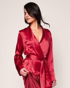 Women’s Silk Short Robe in Bordeaux