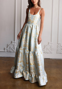 The Avery Dress in Ballad Blue Baroque Floral