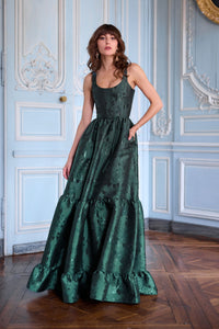 The Avery Dress in Emerald Baroque Floral