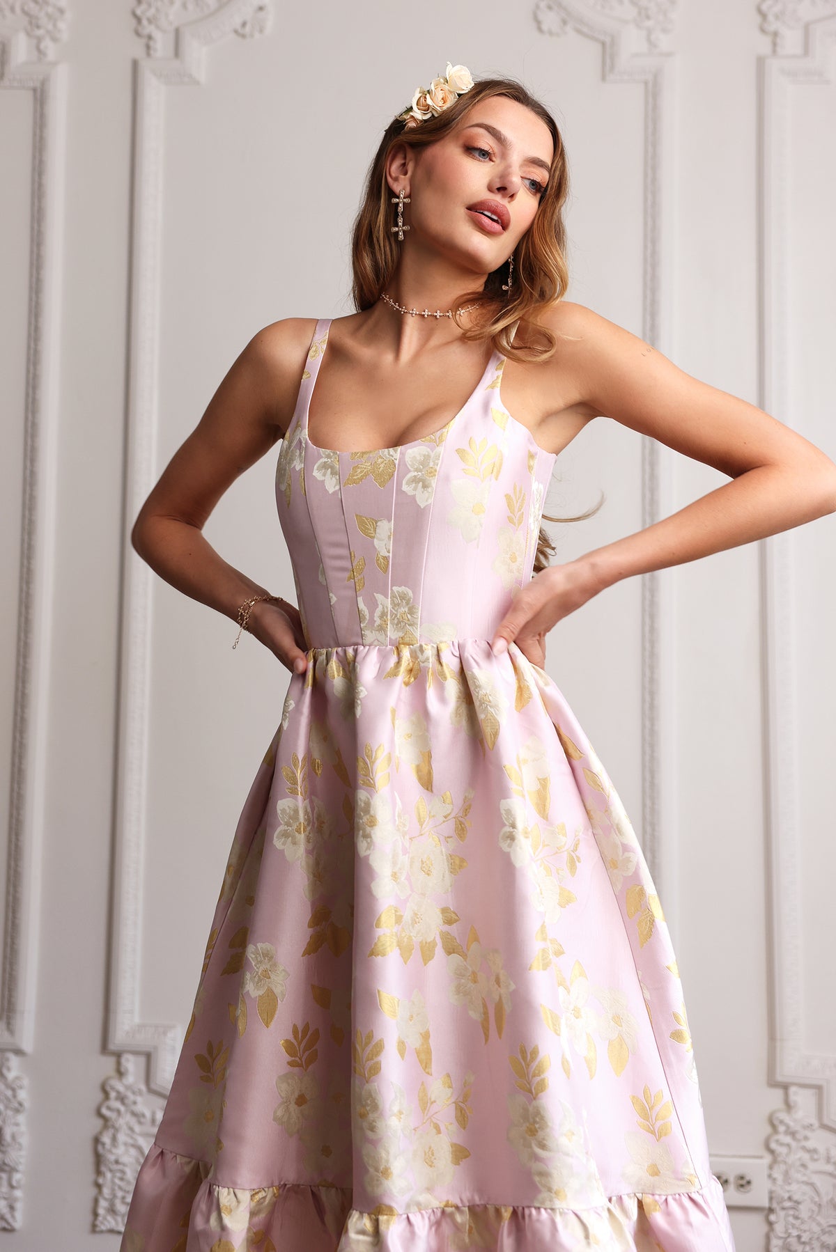 The Avery Dress in Light Lilac Baroque Floral