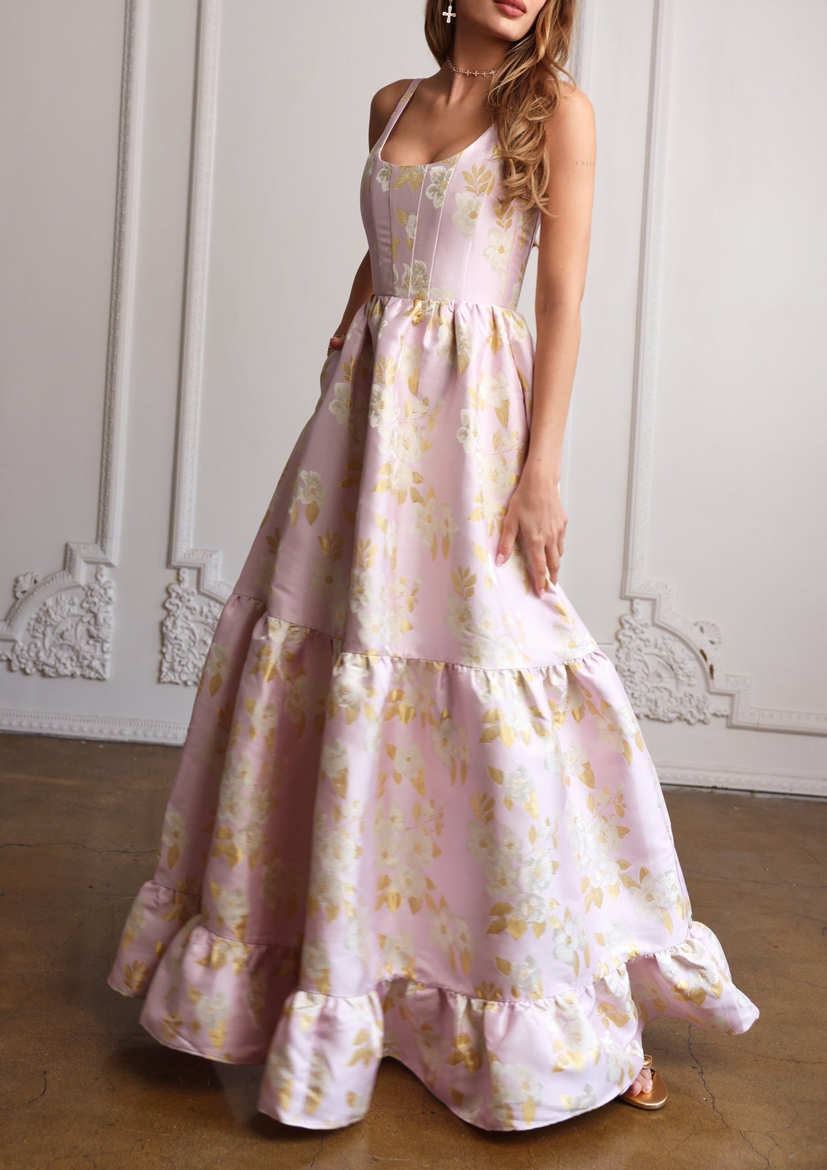 The Avery Dress in Light Lilac Baroque Floral