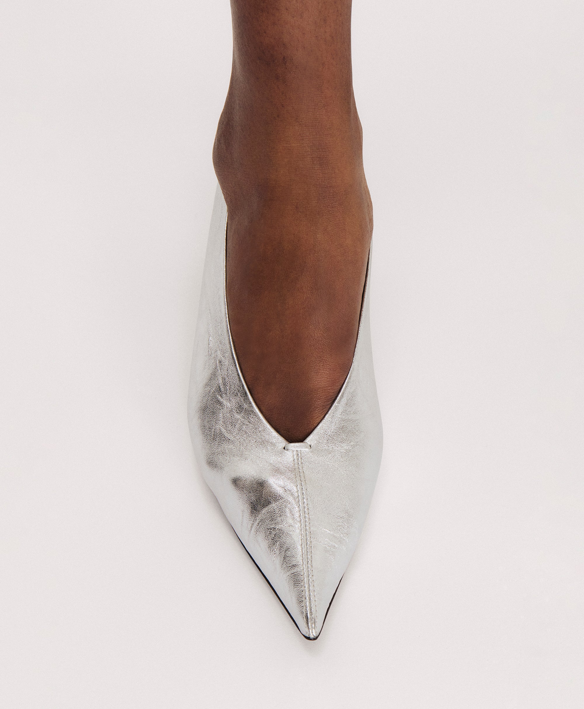 Kiki Heel in Crinkled Silver