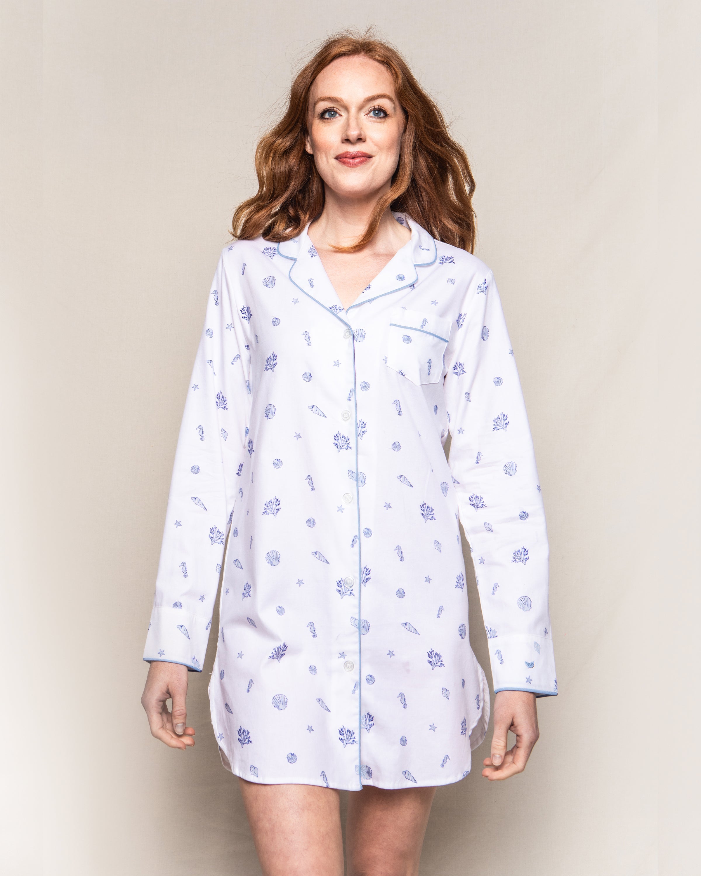 Women’s Twill Nightshirt in Suffolk Seashells