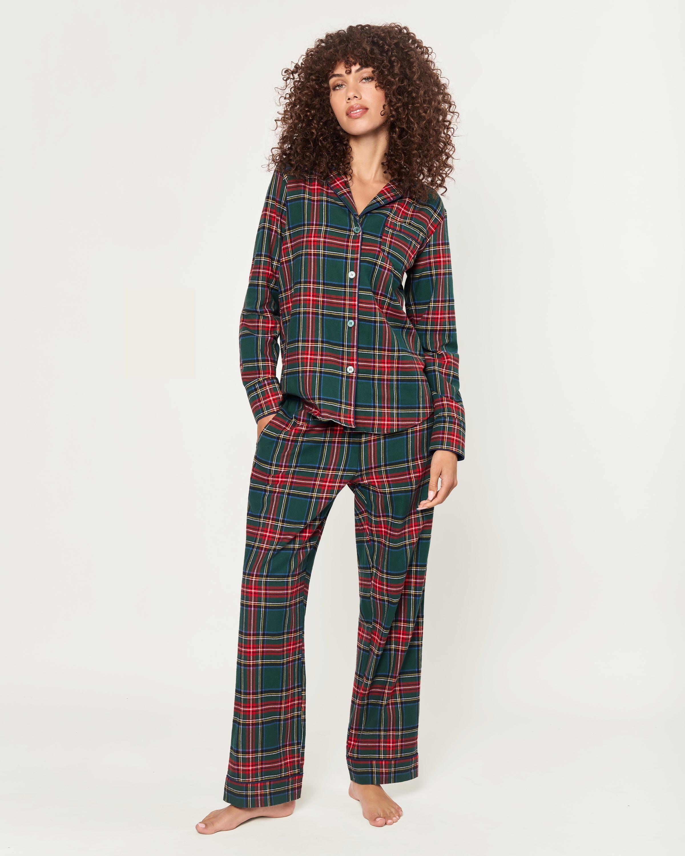 Women’s Brushed Twill Pajama Set in Kensington Tartan
