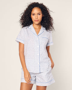 Women’s Twill Short Sleeve Short Set in Bluehearts