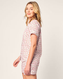 Women’s Twill Short Sleeve Short Set in Petite Petals