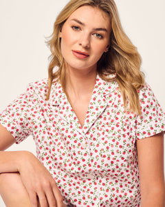 Women’s Twill Short Sleeve Short Set in Petite Petals