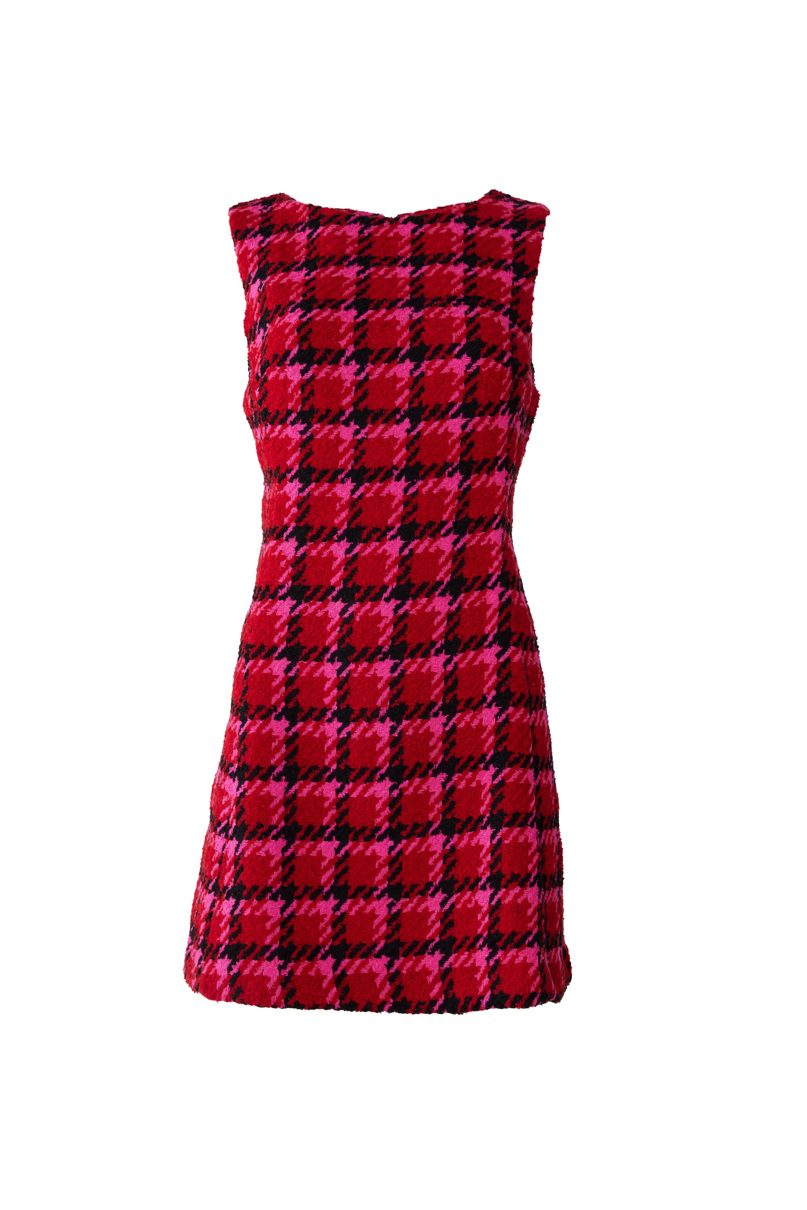 Avery Dress Red Multi Houndstooth