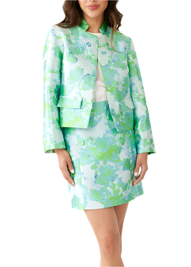 Onassis Jacket Green Abstract Brocade