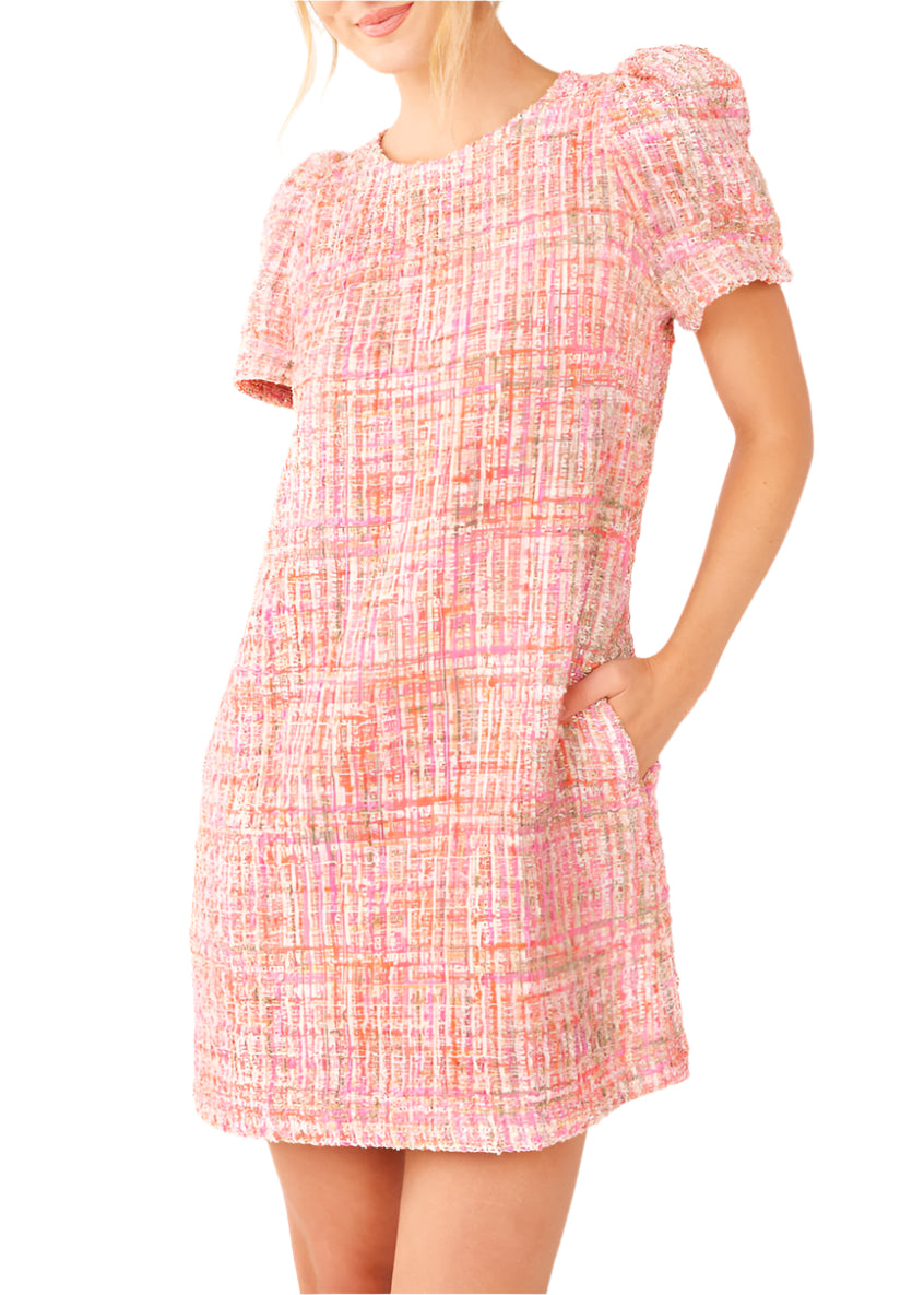 Marty Dress Pink Multi Tweed