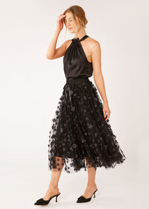 Sue Skirt Black Floral Applique Tulle