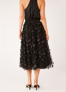 Sue Skirt Black Floral Applique Tulle