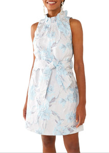 Betty Dress Light Blue Metallic Jacquard