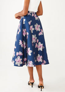 Eden Skirt Blue Plumeria Jacquard