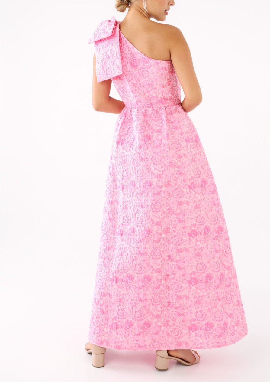 Caroline Gown in Pink Bubble Jacquard