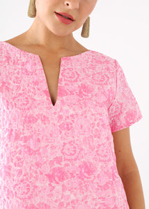 Lulu Dress in Pink Bubble Jacquard