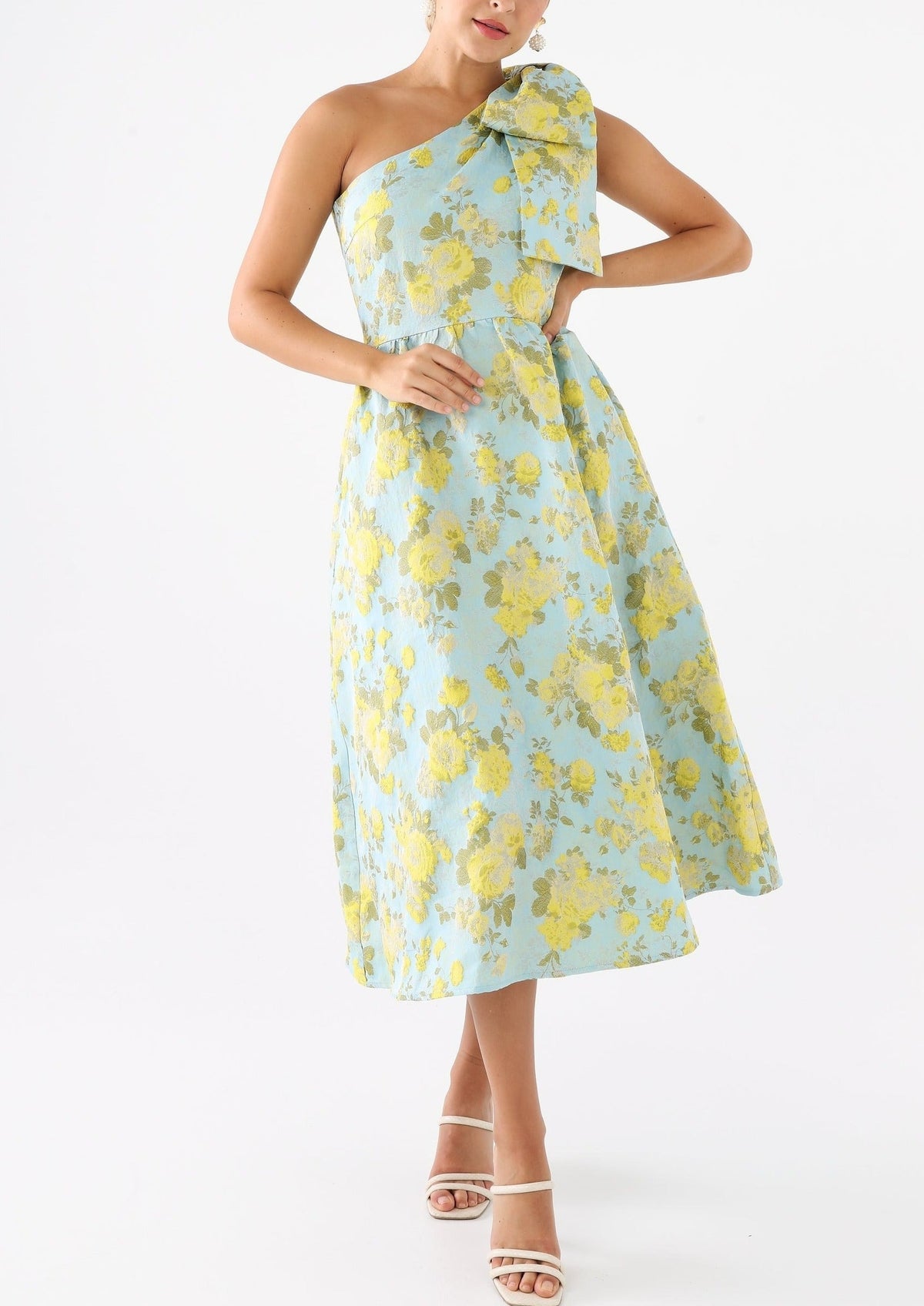 Caroline Dress in Rose Garden Jacquard