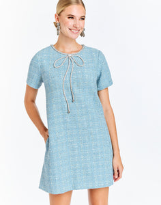 Ainslee Mini Dress in Periwinkle Sparkle Tweed