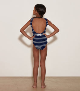 Kids Alva Swimsuit in Navy/White Stripe