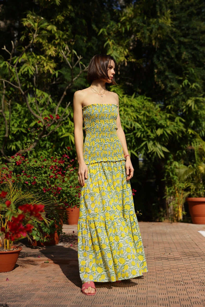 Amalfi Mermaid Dress Yellow Lemon Vine