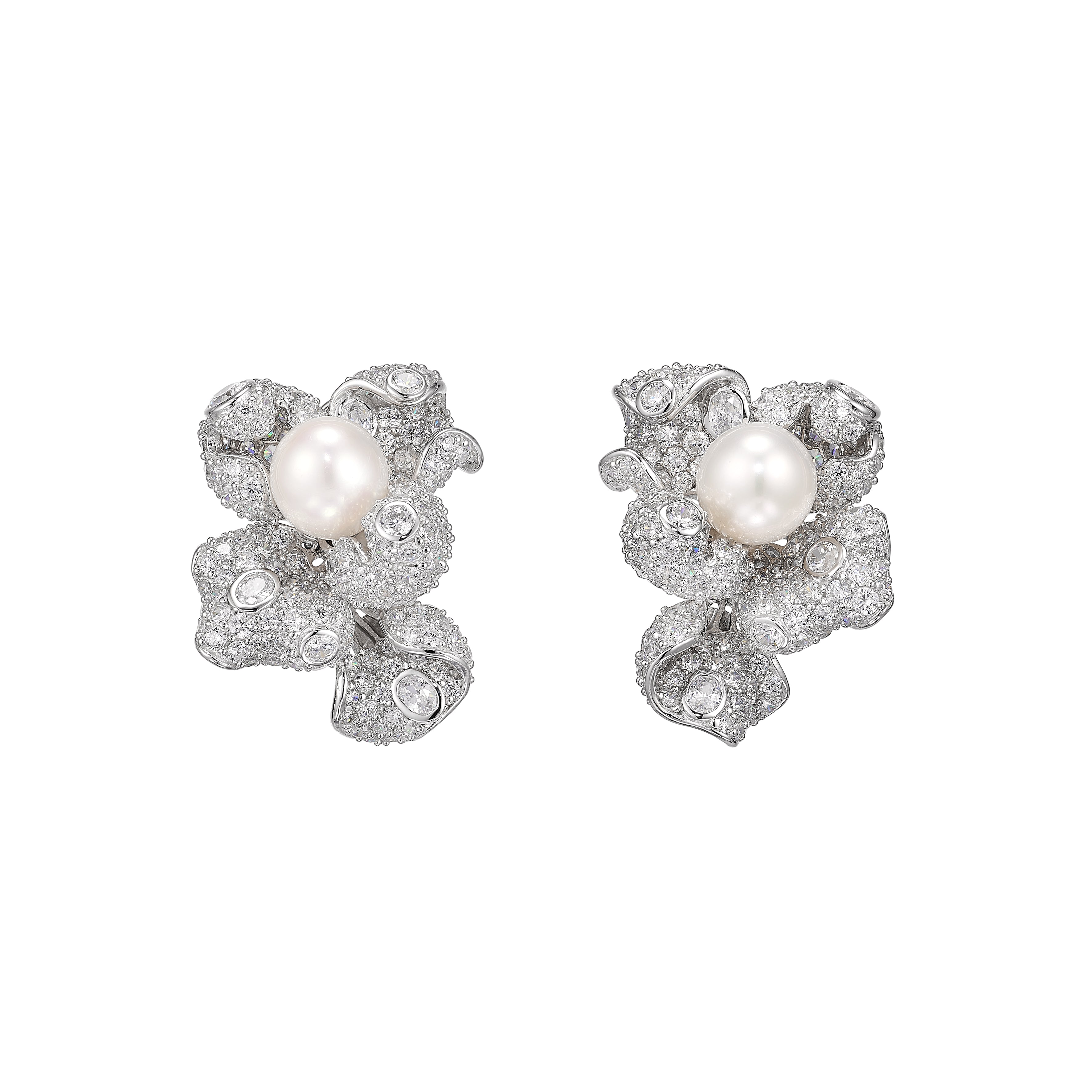 White Blossom Pearl Earrings