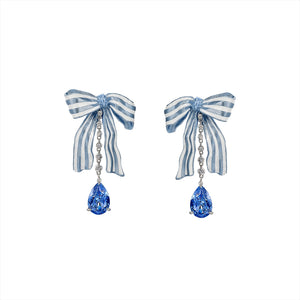 Aqua Bardot Bow Earrings