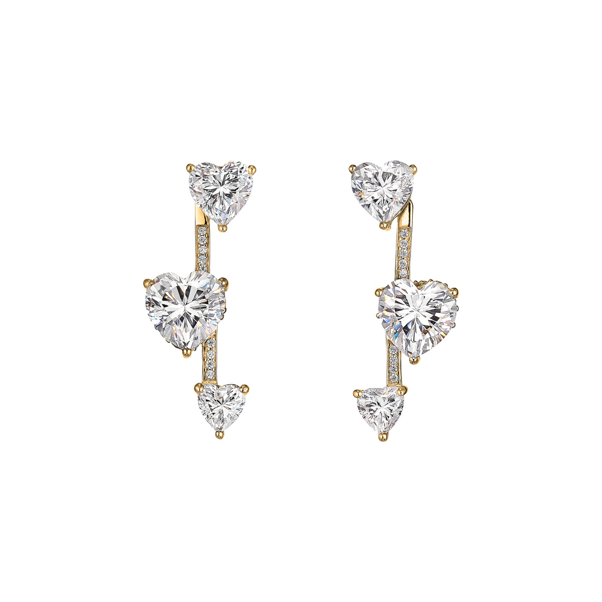 Diamond Heart Pendulum Earrings