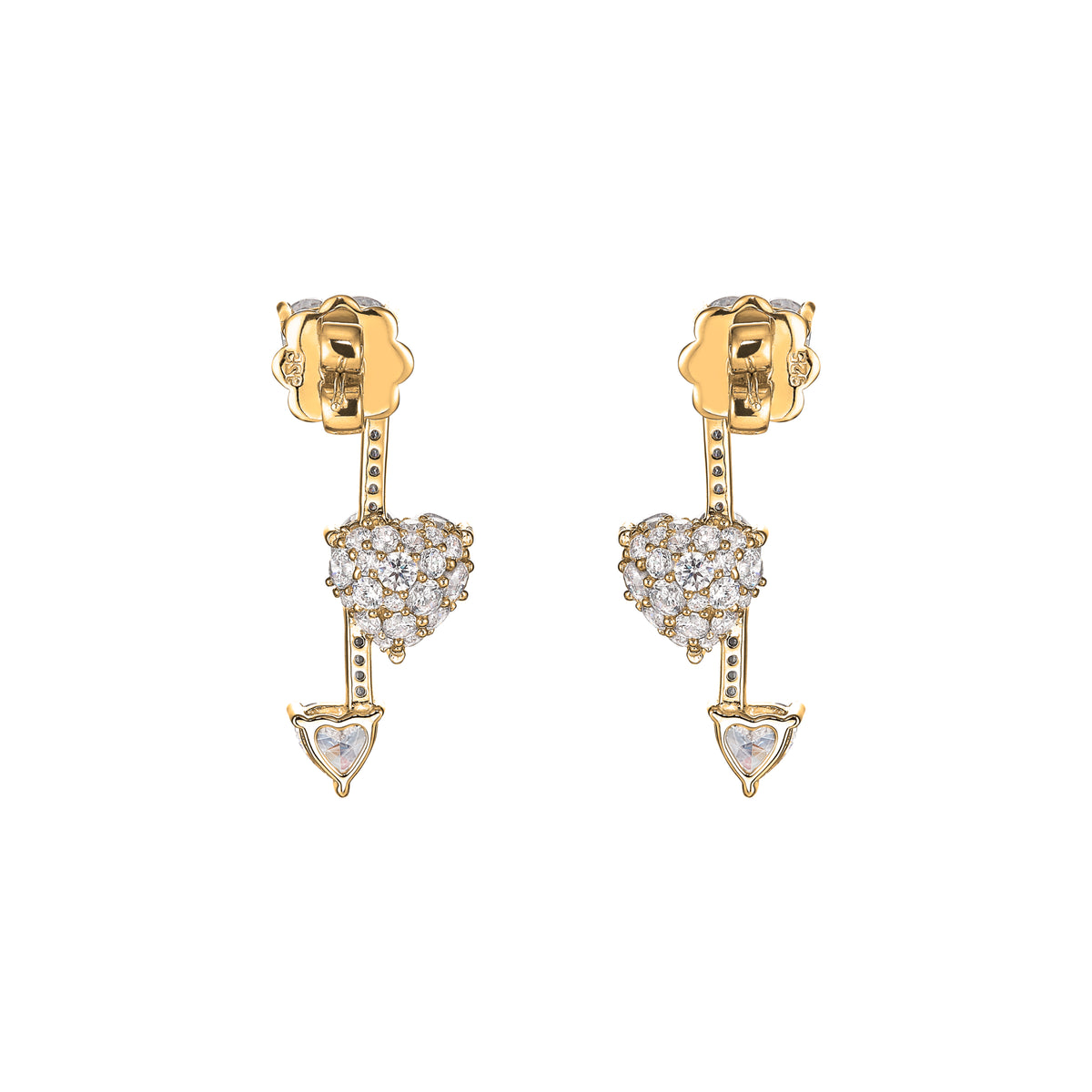 Diamond Heart Pendulum Earrings