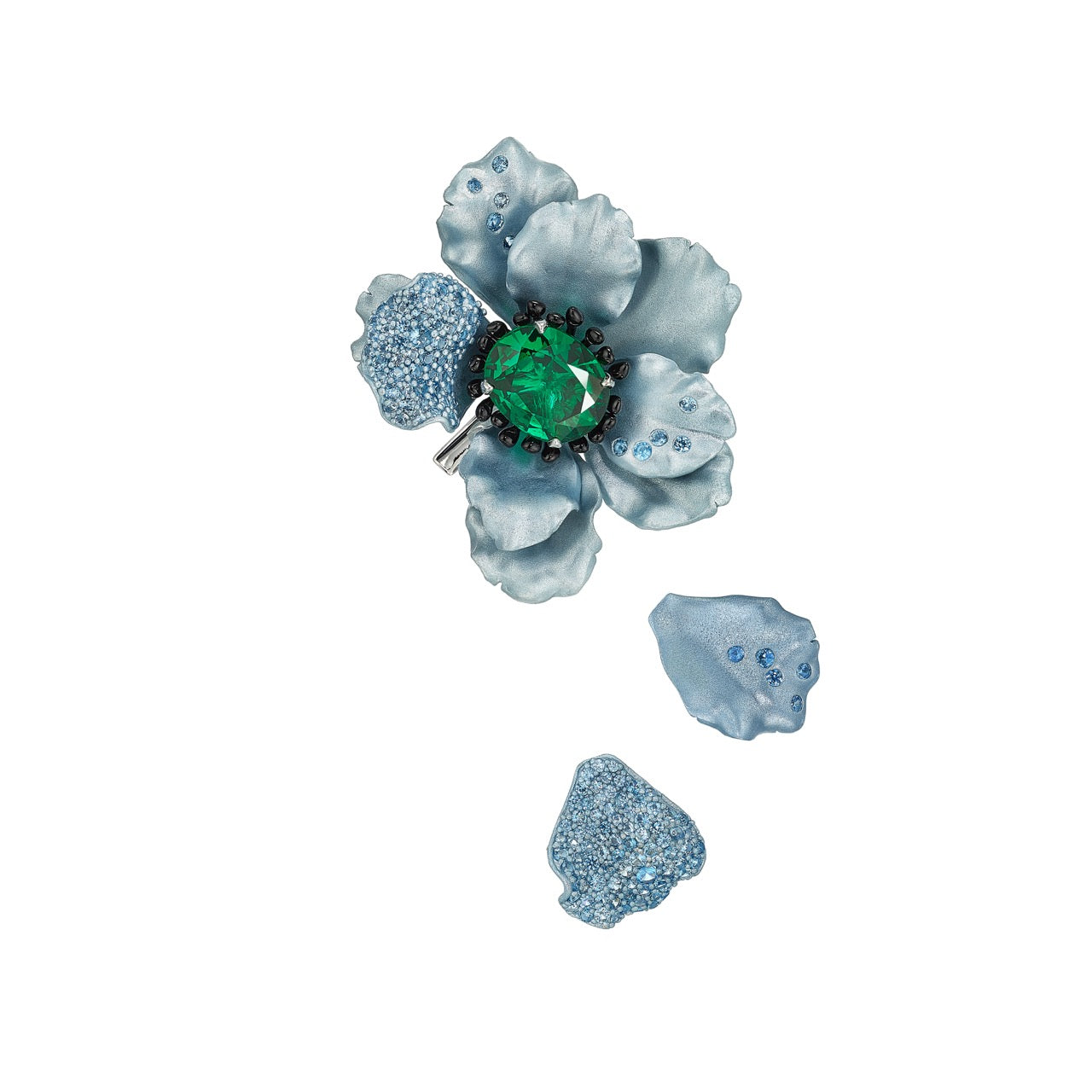 Emerald Poppy Brooch